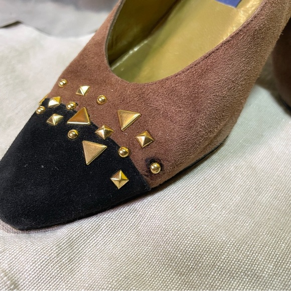 Stuart Weitzman Vintage Suede Pumps Kitten Heels Brown and Black size 7 - Picture 8 of 10
